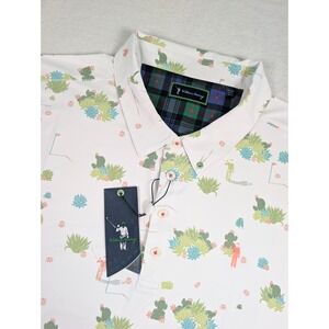 William Murray Beep Beep Polo Shirt Mens‎ 2XL Cactus Floral AOP Golf NWT..